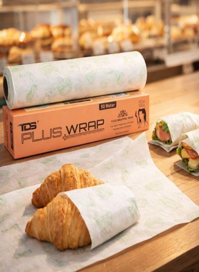TDS PLUS WRAP Eco-Friendly Greaseproof Food Wrapping Paper Roll 50 Meter | Food Grade, Oil Resistant & Microwave Safe Wrap - Image 2