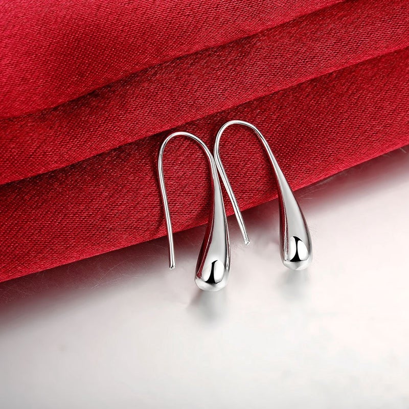 AMBESTEE Women Fashion Teardrop Back Earrings,Small Sterling Sliver Plated Classic Dangle Hoop Earring Thread Drop Earrings - Image 3