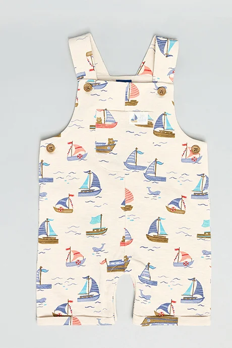 R&B Solid T-Shirt & Printed Dungaree Set