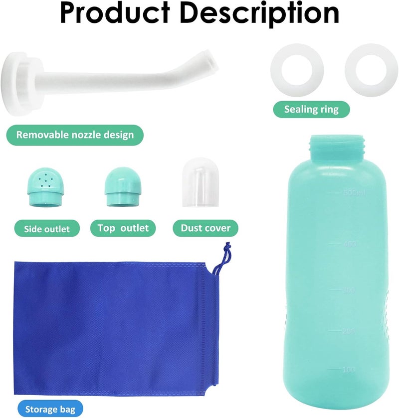RUFCRIL Peri Bottle – Portable Bidet Sprayer, Travel Bidet with Bag, 17oz (500ml) TPE Bottle (Boilable), Dual Sealing Rings – For Postpartum Care & Personal Hygiene – Ideal for Home & Travel - Image 3