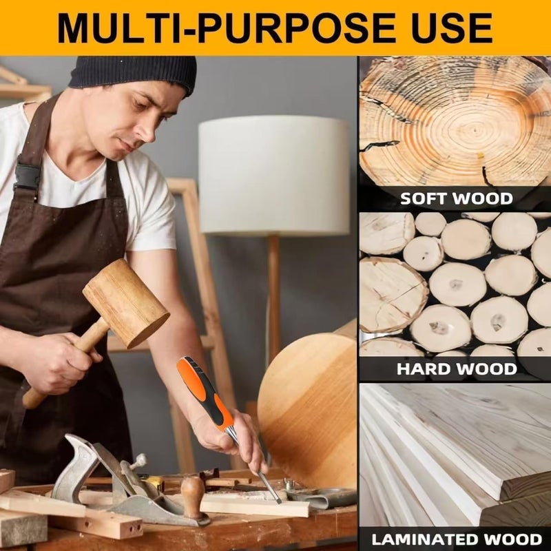 NIKTION 4 Piece Wood Chisel Sets Woodworking Tools Set, Wood Chisels for Woodworking with Steel Hammer End, Wood Tools Chisel Set Woodworking with Ergonomic Plastic Handle - Image 3