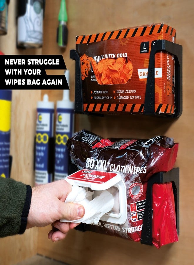 StealthMounts Wipe Holder – 2 Pack Wall Mount Wipe Dispensers & Storage Racks for Workshop, Garage & Cleaning Stations – Made in The UK - Image 2