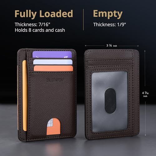 Buffway Slim Minimalist Front Pocket RFID Blocking Leather Wallets for Men and Women - Galaxy Coffee - Image 5