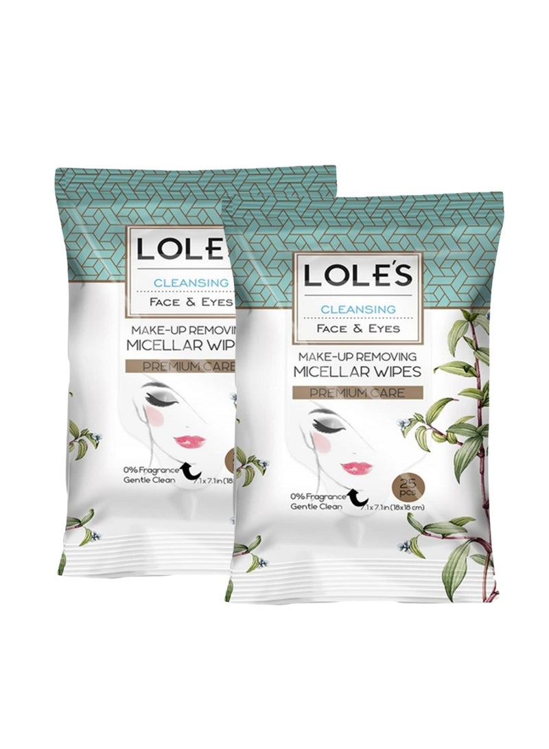 Lole's Makeup Remover Wet Wipes Cleansing Original, Pack of 2 x 25 Wipes - Image 1