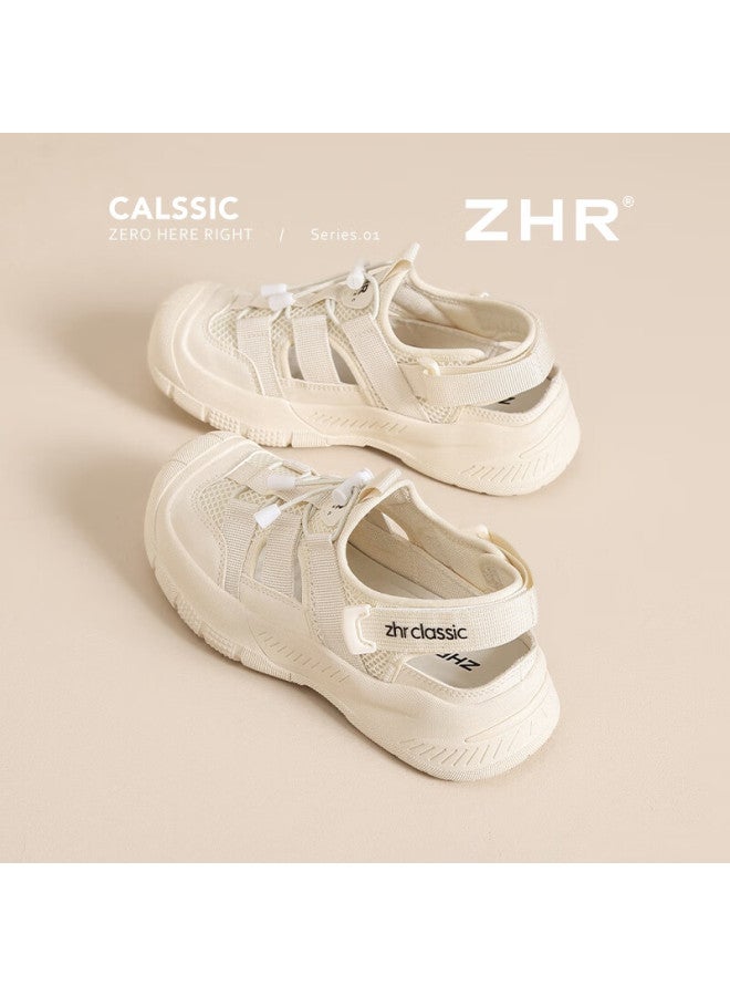 Zhr Women's Casual Shoes With Hollow Design, Lightweight Summer Women's Shoes, Soft-soled With Hidden Heel, Outdoor Hiking Shoes For Women Ks102 Beige 39 - Image 5