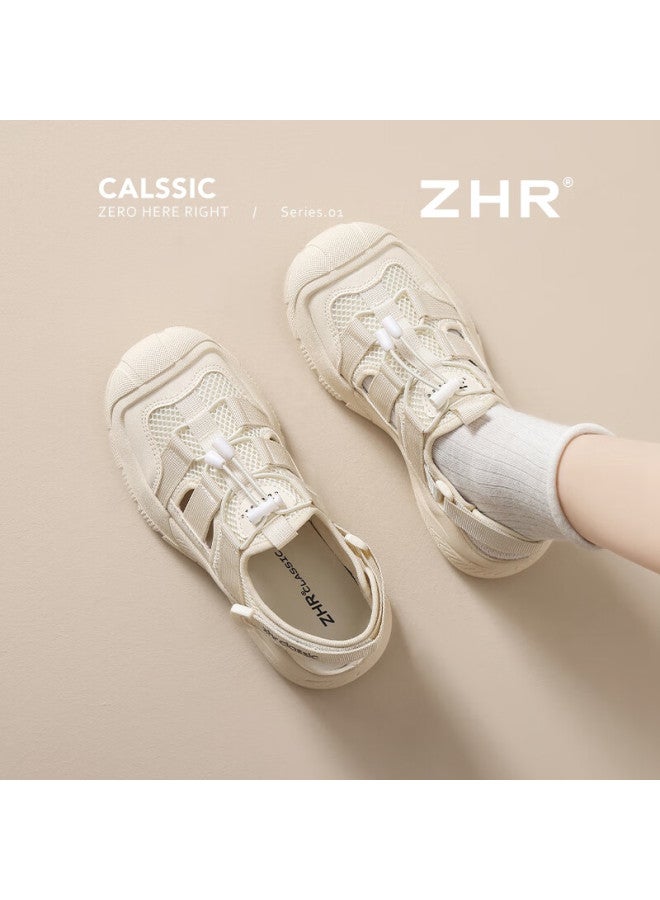Zhr Women's Casual Shoes With Hollow Design, Lightweight Summer Women's Shoes, Soft-soled With Hidden Heel, Outdoor Hiking Shoes For Women Ks102 Beige 39 - Image 2