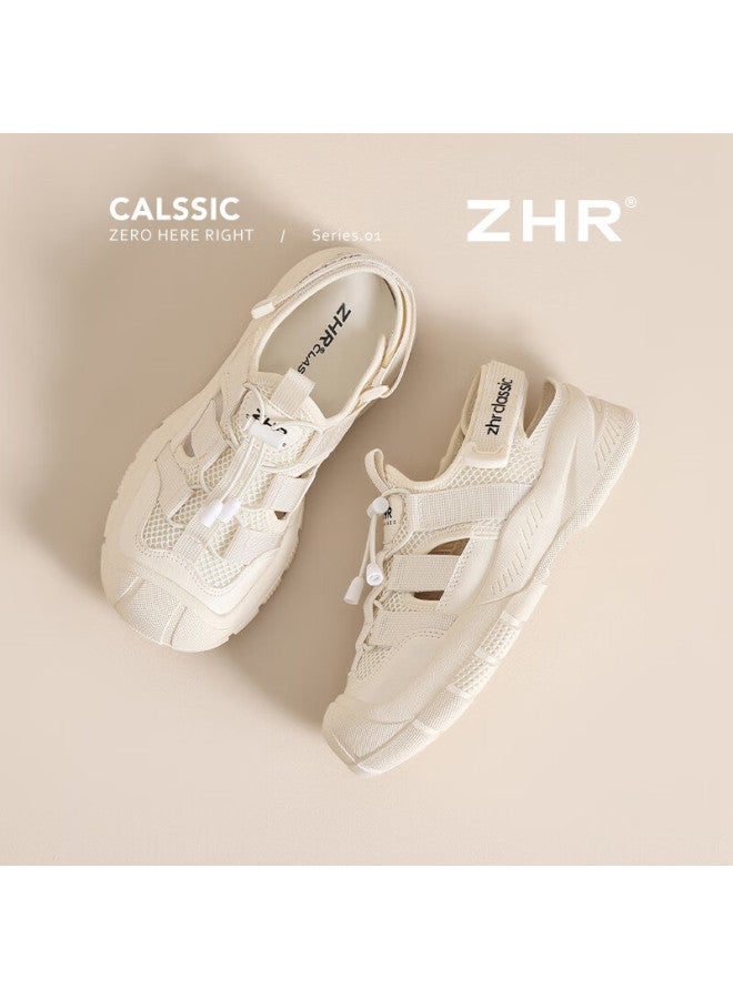 Zhr Women's Casual Shoes With Hollow Design, Lightweight Summer Women's Shoes, Soft-soled With Hidden Heel, Outdoor Hiking Shoes For Women Ks102 Beige 39 - Image 4