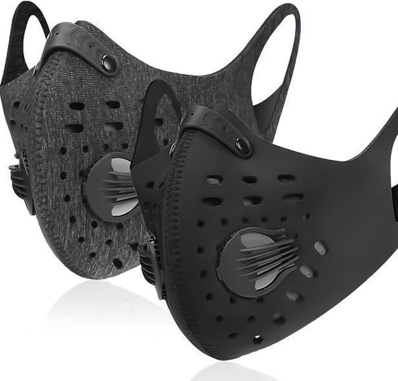 Adjustable Reusable Half Face Mask With Carbon Valves For Cycling Sport Light Gray - Image 5