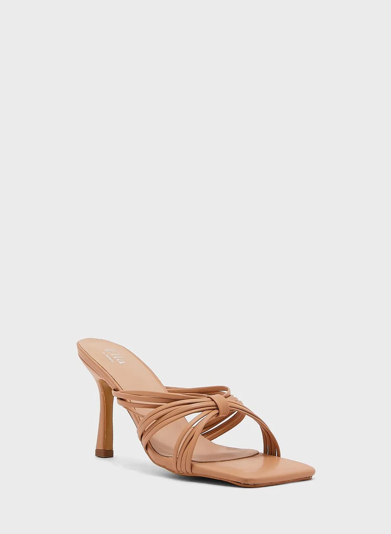 ELLA Multi-Strand Square Toe Mule Sandal