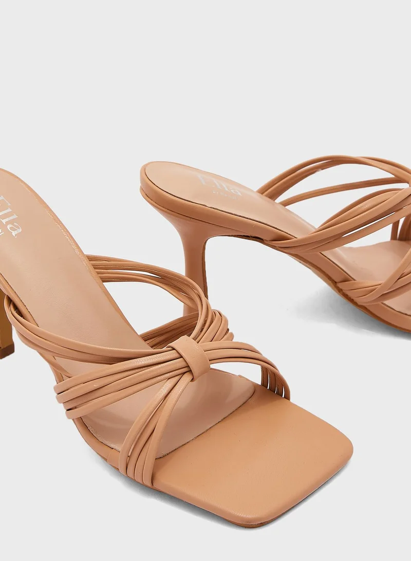 ELLA Multi-Strand Square Toe Mule Sandal