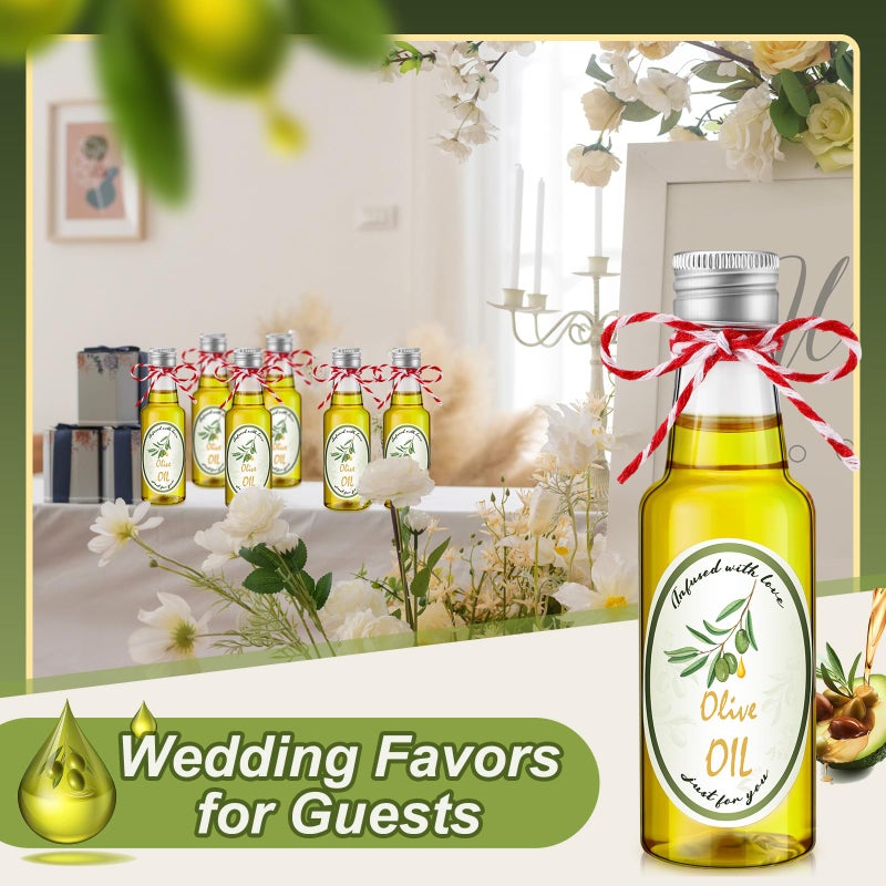 Blushtier 24 Set Mini Plastic Olive Oil Bottles 1. 7 oz Tiny Small Clear Empty Condiment Dispenser Bottles with Tip Cap, Pour Spout Lids and Labels for Milk Juice Sauce Storage for Baby Shower Party Favors - Image 5