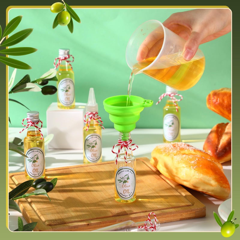 Blushtier 24 Set Mini Plastic Olive Oil Bottles 1. 7 oz Tiny Small Clear Empty Condiment Dispenser Bottles with Tip Cap, Pour Spout Lids and Labels for Milk Juice Sauce Storage for Baby Shower Party Favors - Image 3