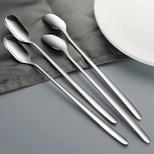 AYFDISHS Long Handle Ice Tea Spoons, 9.1-Inch Stainless Steel Stirring Spoons for Coffee, Ice Cream, Cocktail Mixing and Cold Drinks - Set of 4 - Image 2
