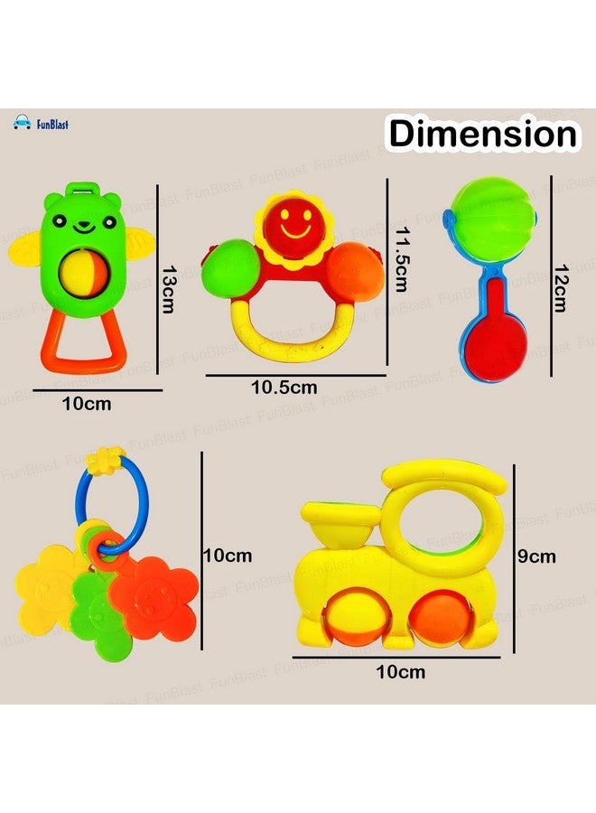 فنبلاست خشخيشة FunBlast للأطفال - عبوة من 5 قطع خشخيشة للأطفال، لعبة للأطفال حديثي الولادة، ألعاب أطفال - متعددة الألوان - Image 3