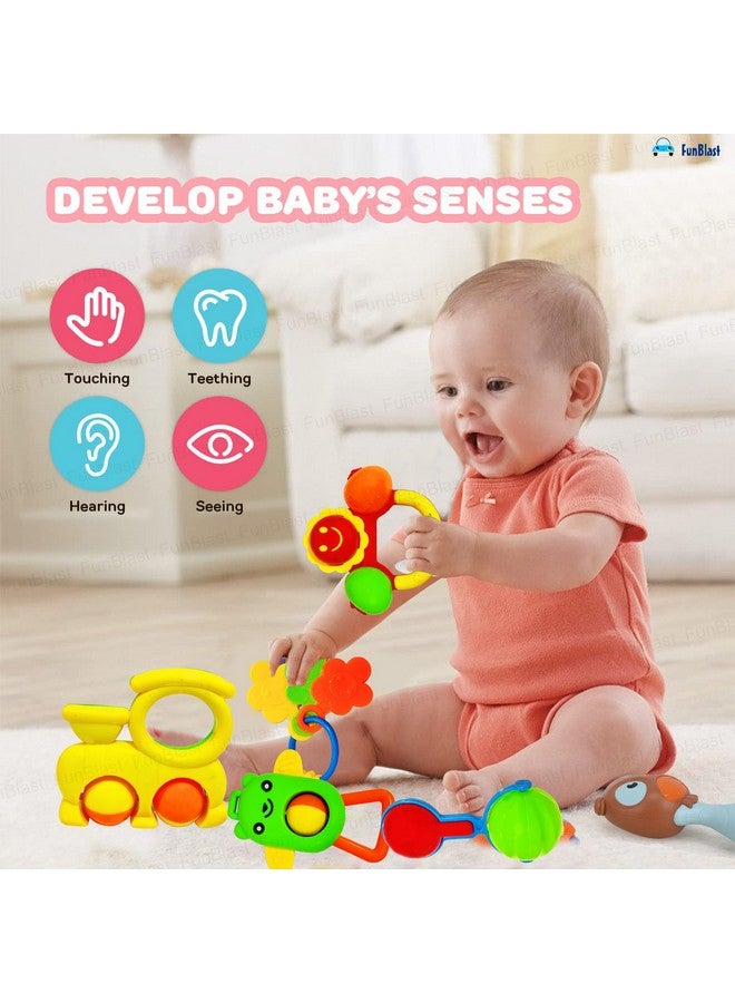 فنبلاست خشخيشة FunBlast للأطفال - عبوة من 5 قطع خشخيشة للأطفال، لعبة للأطفال حديثي الولادة، ألعاب أطفال - متعددة الألوان - Image 2