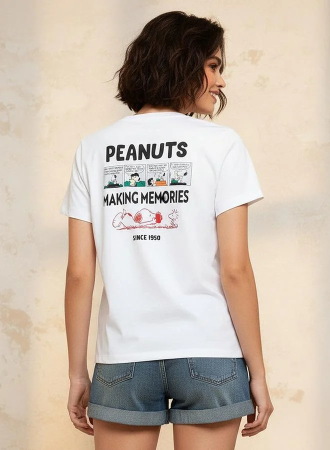 اس بي كاركترز Peanuts Print Cotton T shirt