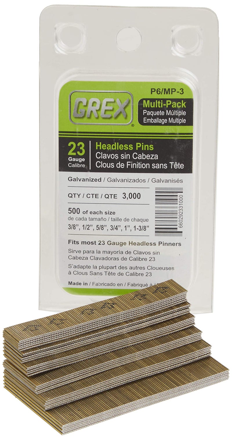 GREX P6/MP-3 23 Gauge Multi-Pack Headless Pins (3,000 per box) - Image 1