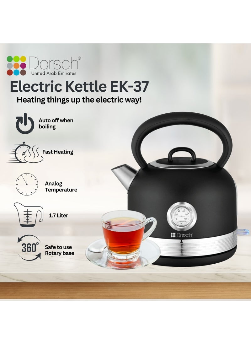 Danish Design Electric Kettle | 1.7L Capacity, 1800-2200W Power | Analog Temperature Display, Auto Shut-Off | Stylish Stainless Steel Body, Quick Boiling Technology (EK-37) - pzsku/Z6EDDE9B27D6933B1DC18Z/45/_/1718802719/ed349ab2-3222-45fe-80e4-87069a40bc9d