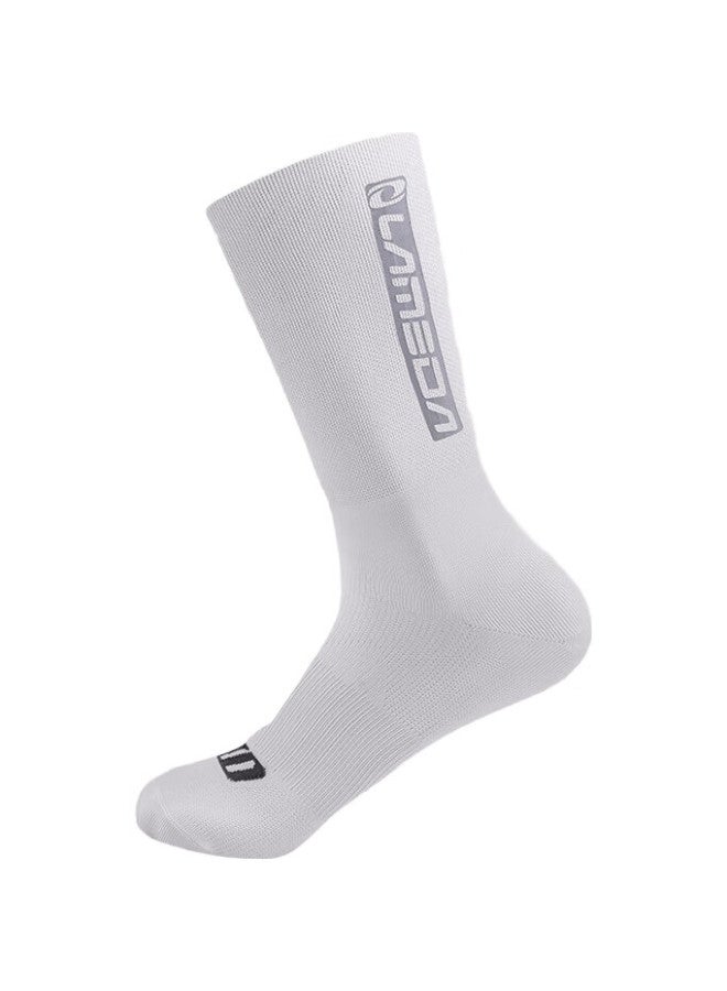 Lampada Breathable Reflective Cycling Socks For Men And Women, Bicycle Road Bike Sports Socks, Running Socks, Mid-Calf, Black - Image 1