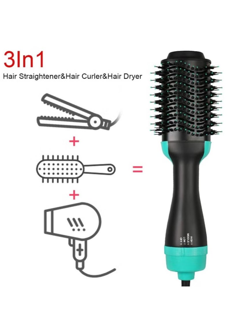 TIGER 3-in-1 One-Step Hot Air Hair Brush | Electric Straightener, Curler & Dryer Comb | Fast & Efficient Hair Styling Tool (Green) | Smooth, Shiny, Frizz-Free Hair – Versatile Design for Effortless Styling, Saves Time, and Achieves Salon-Quality Results with Less Heat Damage.  - Image 3