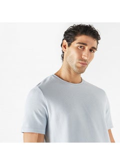 Iconic Iconic Textured T-shirt with Crew Neck and Short Sleeves  - Image 4