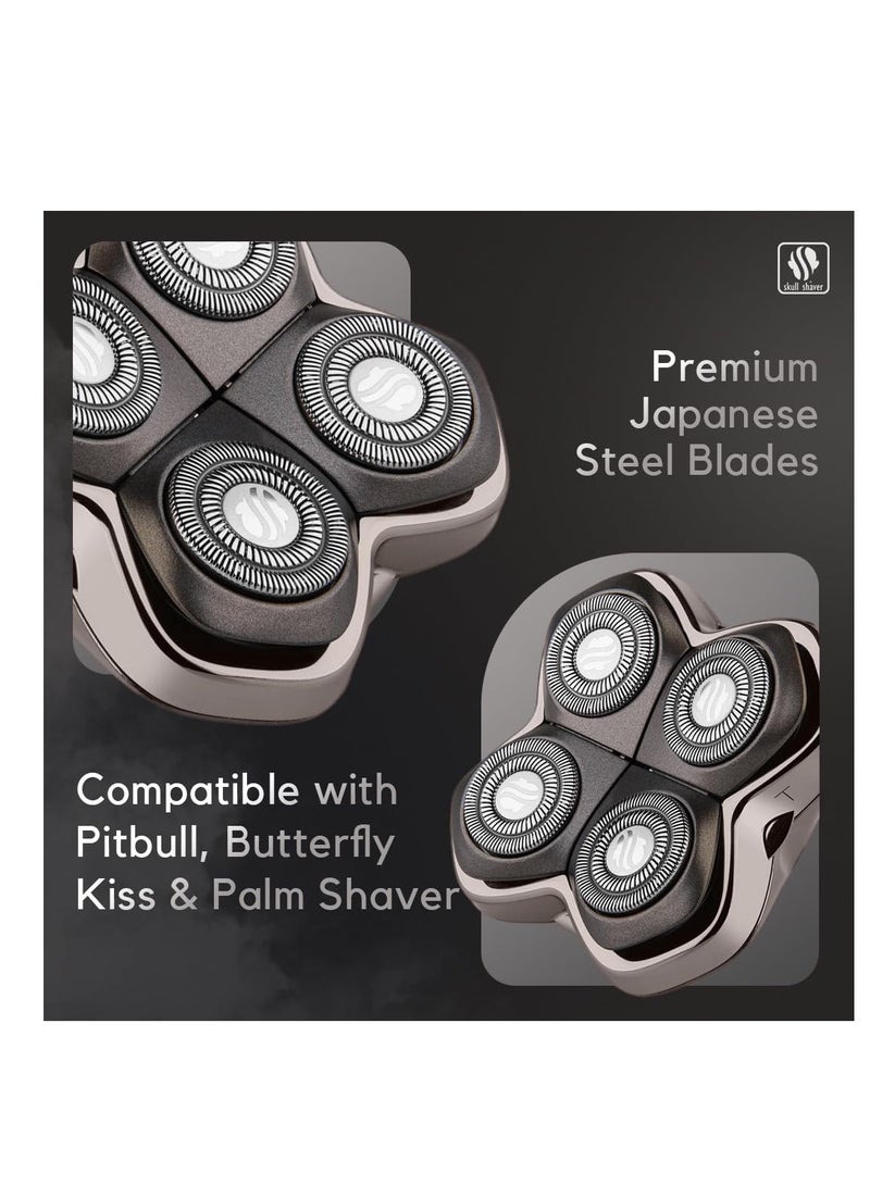 Skull Shaver Forte PRO 4 Head Replacement Blade - Shaver Blade for Wet & Dry Shaving - Rotary Heads Design - Japanese Stainless Steel - Compatible with Pitbull, Palm & Butterfly Kiss Shavers - Image 3