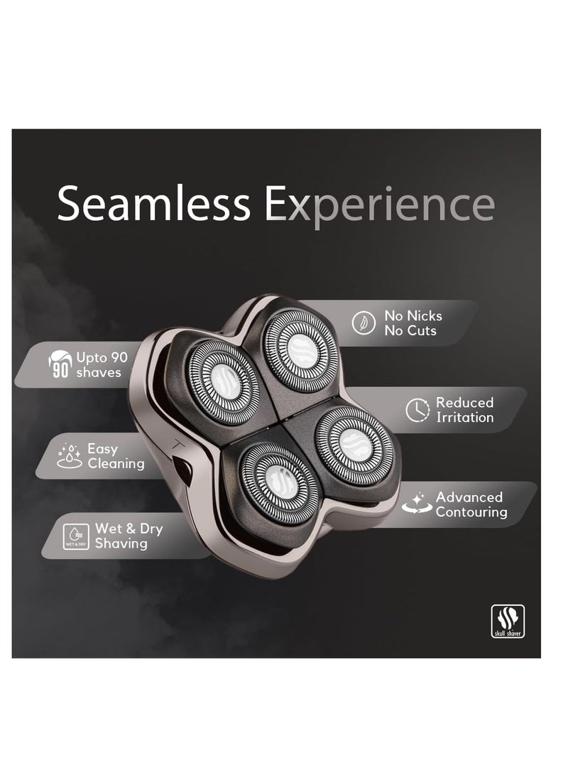 Skull Shaver Forte PRO 4 Head Replacement Blade - Shaver Blade for Wet & Dry Shaving - Rotary Heads Design - Japanese Stainless Steel - Compatible with Pitbull, Palm & Butterfly Kiss Shavers - Image 4