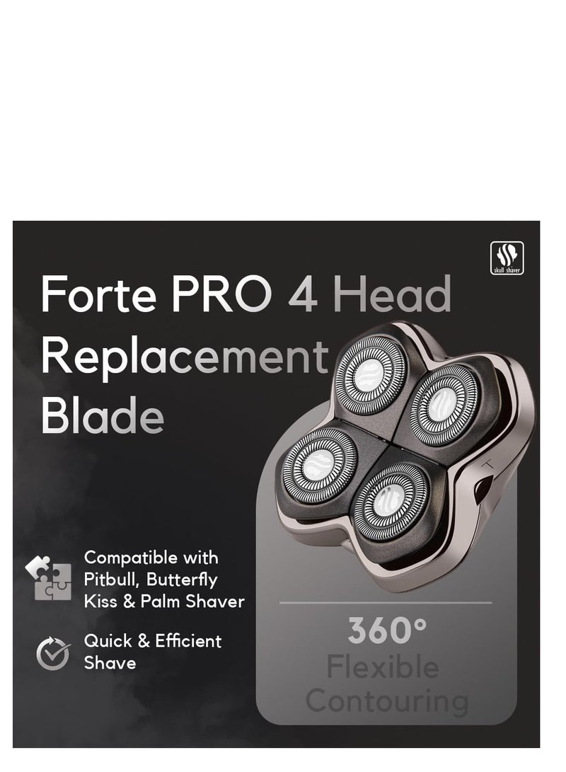 Skull Shaver Forte PRO 4 Head Replacement Blade - Shaver Blade for Wet & Dry Shaving - Rotary Heads Design - Japanese Stainless Steel - Compatible with Pitbull, Palm & Butterfly Kiss Shavers - Image 5