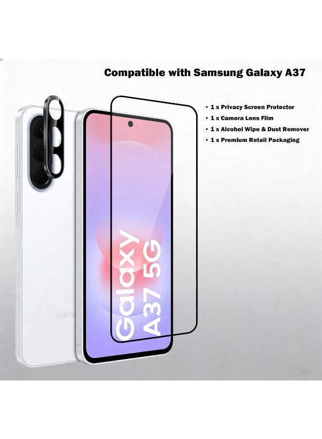 Wechdo 2 Pack for Samsung Galaxy A37 5G Premium Tempered Glass Screen Protector, 1 Pack Front Screen Protector and 1 Pack Camera Lens Film, with 9H Hardness, Anti-Fingerprint, Anti-Shatter, Bubble-Free & Easy Installation - Image 2