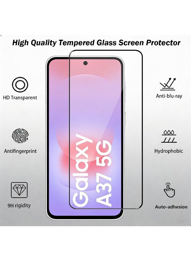 Wechdo 2 Pack for Samsung Galaxy A37 5G Premium Tempered Glass Screen Protector, 1 Pack Front Screen Protector and 1 Pack Camera Lens Film, with 9H Hardness, Anti-Fingerprint, Anti-Shatter, Bubble-Free & Easy Installation - Image 3