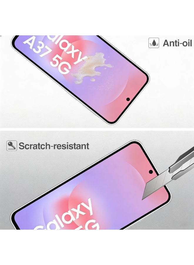 Wechdo 2 Pack for Samsung Galaxy A37 5G Premium Tempered Glass Screen Protector, 1 Pack Front Screen Protector and 1 Pack Camera Lens Film, with 9H Hardness, Anti-Fingerprint, Anti-Shatter, Bubble-Free & Easy Installation - Image 4
