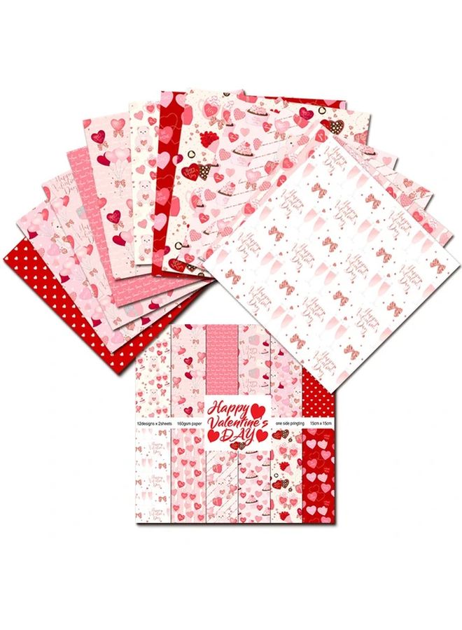 24 قطعة من أوراق سكراب بوكينغ الفينتاج الفالنتين بأنماط متنوعة لصنع بطاقات اليوميات DIY - Image 1