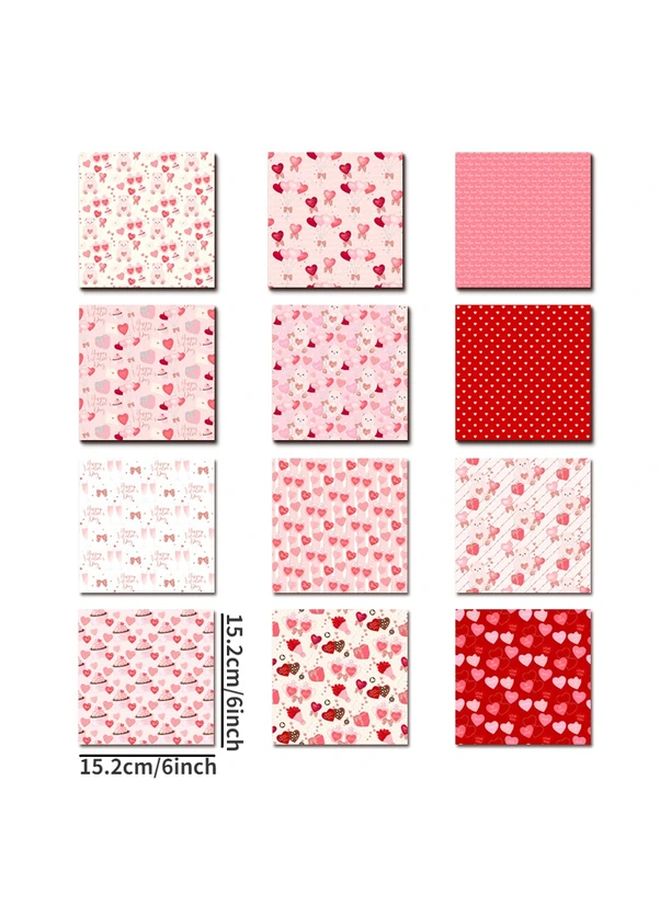 24 قطعة من أوراق سكراب بوكينغ الفينتاج الفالنتين بأنماط متنوعة لصنع بطاقات اليوميات DIY - Image 4