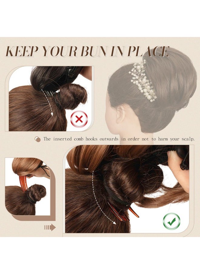FESHFEN - Hair Bun Hairpiece Fully Short Ponytail Bun Hair Chignon With Comb Clip Bun Updo Drawstring Bun Synthetic Highlight Hair Pieces Extension For Women Gray And White Tips - Image 1