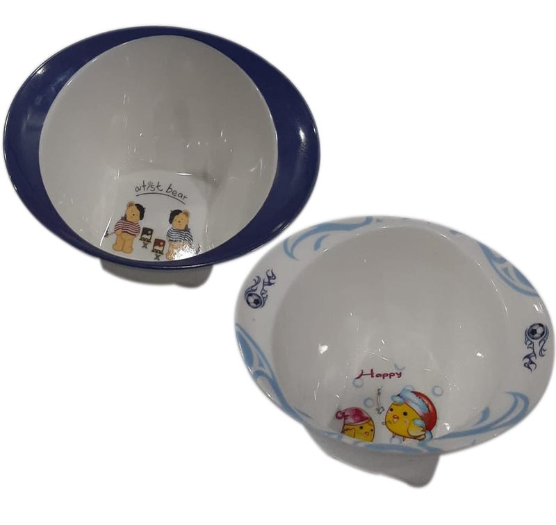 ZIDO (Pack of 2 Multipurpose Cartoon Design Bowls for Serving (Artist Bear and Happy Fish). - Image 1
