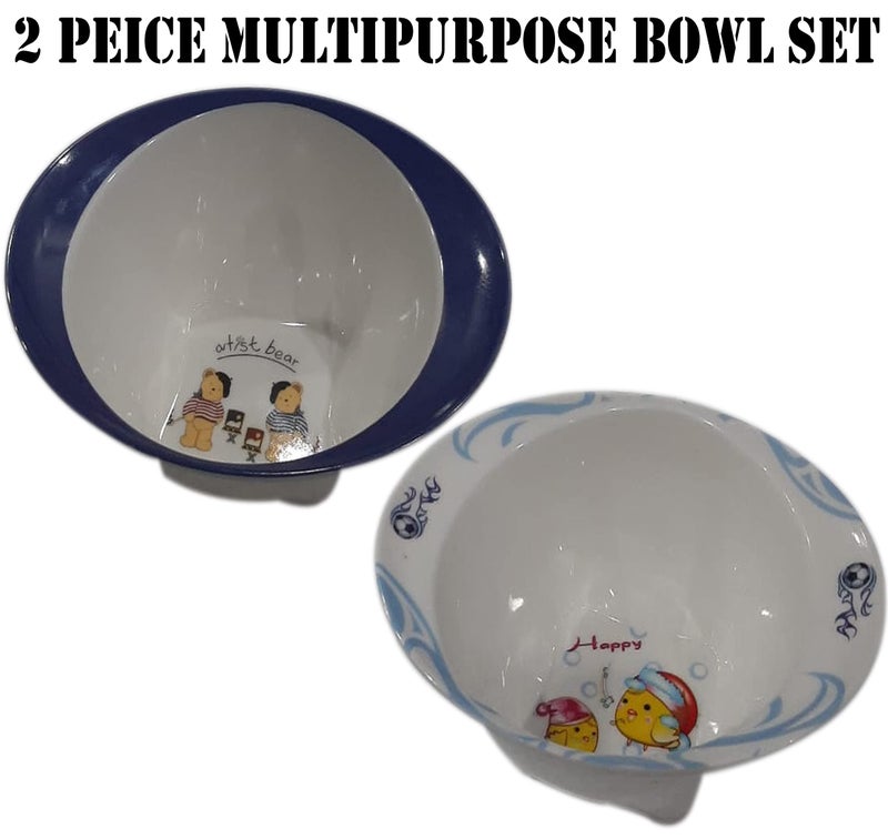 ZIDO (Pack of 2 Multipurpose Cartoon Design Bowls for Serving (Artist Bear and Happy Fish). - Image 2