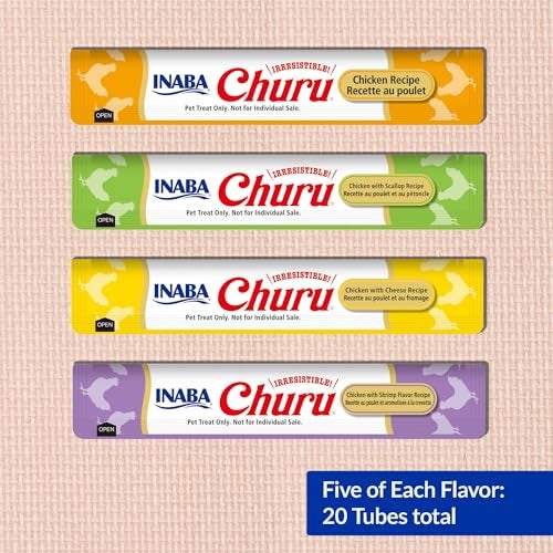 INABA Churu Cat Treats, Grain-Free, Lickable, Squeezable Creamy Purée Cat Treat/Topper with Vitamin E & Taurine, 0.5 Ounces Each Tube, 20 Tubes, Chicken Variety - Image 3