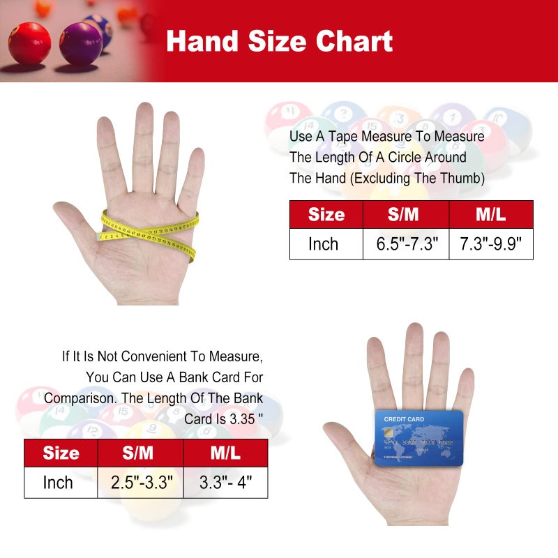 Yfy Billiard Pool Gloves For Left Hand 3 Finger  Splicing Process  Snooker Cue Sport Glove Popular Sizes For Men & Women (Red  M - Image 5