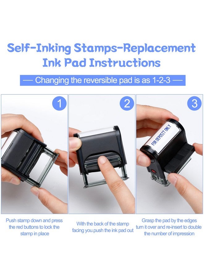 Teling 2 Pcs Stamp Self Inking Rubber Stamp Ink Office Stamps For Business Message Payable Accounts Office Supplies And Retail Use (Blue For Deposit Only Style) - Image 3