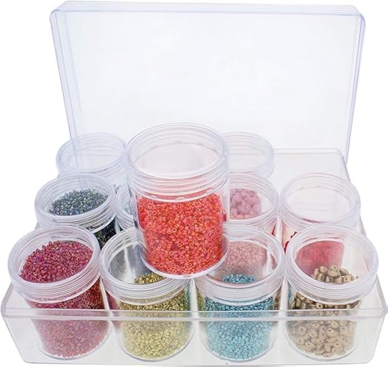 SHREE HANS CREATION Storage Box Diamond Small Plastic Bead Containers with Lid for Jewelry Painting Art Craft Rhinestones Sewing Cosmetic Nail Glitter Powder pack of 1 12Pcs Round Bead Storage Box - Image 1