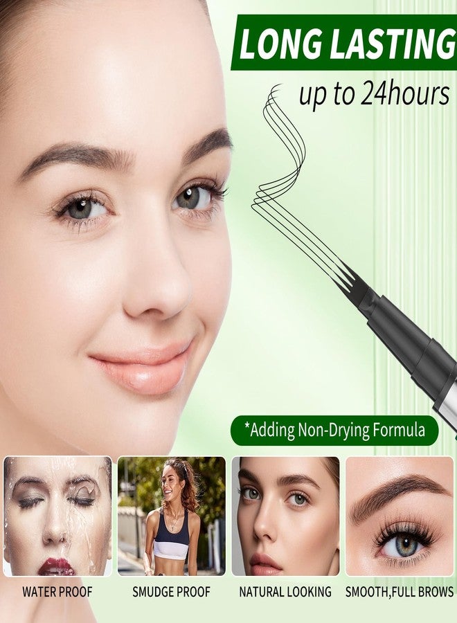 W3W Microblading Eyebrow Pen, 4 Tip Precise Microblade Eyebrow Pencil That Looks Like Hair, Waterproof Natural Eye Brow Pencils for Women, Non Dry Out and Last All Day (Black Brown) - Image 4