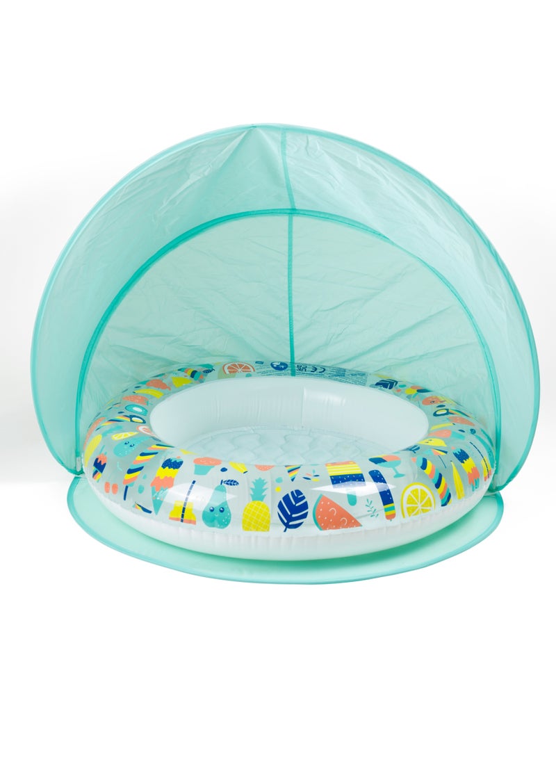 Eurekakids Baby Pool With Tent 40+UPF UV Protection  | Perfect for Beach, Pool and Travel | For 18M+
