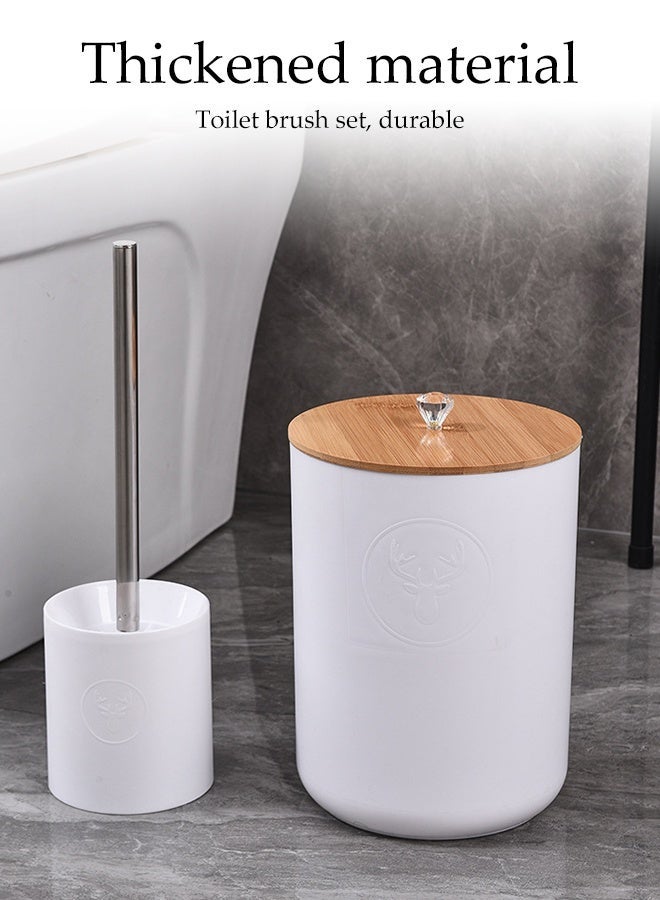 DUNISO 6 Pieces Bathroom Accessories Set , Plastic Bath Set with Trash Can,Toilet Brush,Soap Dispenser,Soap Dish and Lotion Set ,Toothbrush cup, Toothbrush Holder (White) - Image 5