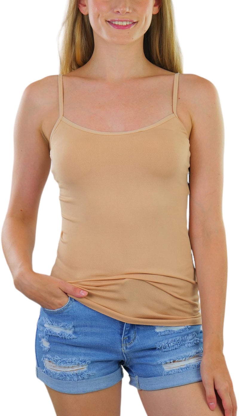 ToBeInStyle Women's Poly-Spandex Blend Scoop Neck Camisole - One Size - Beige - Image 1