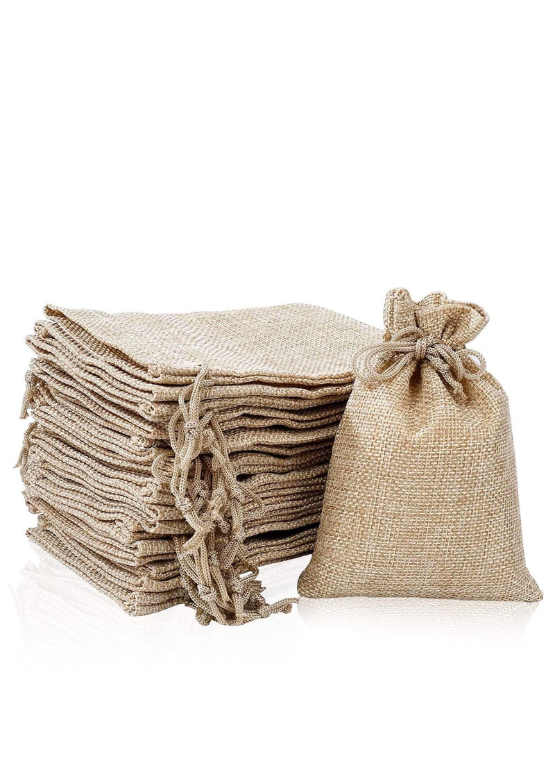 MARKQ [Pack of 12] Burlap Bags with Drawstring [10 x 14 cm] - Hessian Jute Gift Bags for Wedding Gifts, Jewelry, Candy & Party Favors  - Image 1