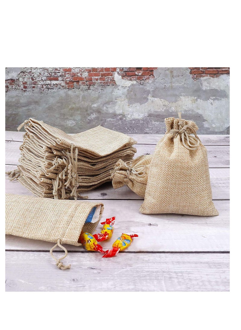 MARKQ [Pack of 12] Burlap Bags with Drawstring [10 x 14 cm] - Hessian Jute Gift Bags for Wedding Gifts, Jewelry, Candy & Party Favors  - Image 3