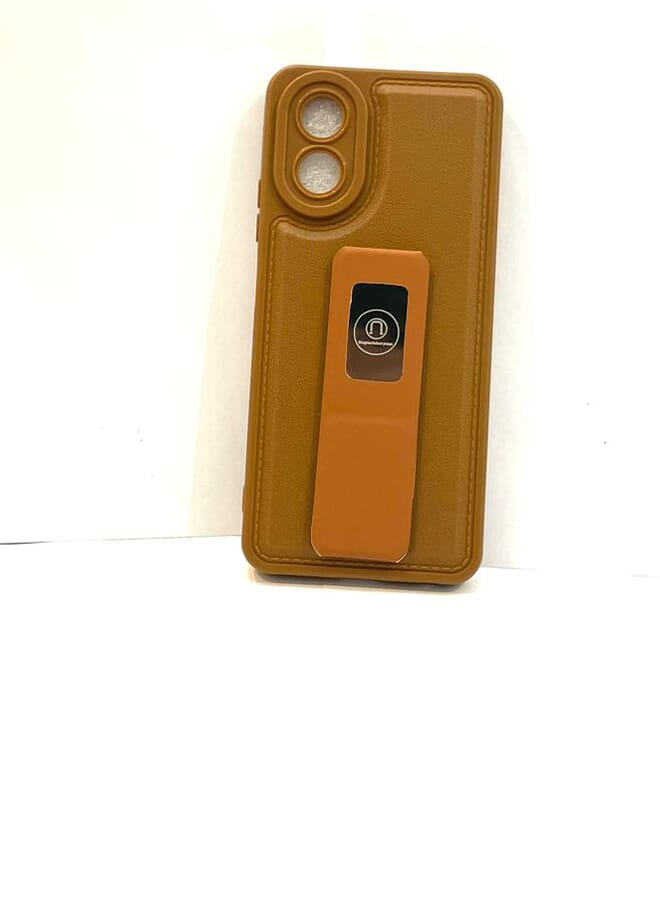 Case Cover With Magnetic Hand Grip For oppo A58 5G Brown - Image 1