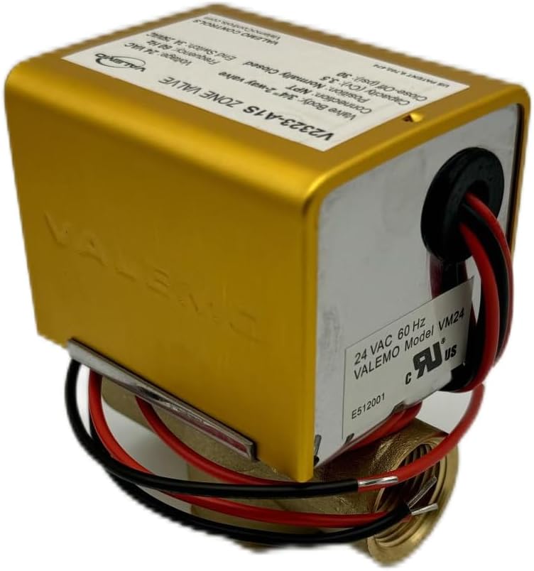 Valemo V2323-A1S Motorized Zone Valve, 2-way, 3/4" Threaded NPT, Normally Closed, 24 VAC with End Switch, PEX Adapter Ready - Image 2