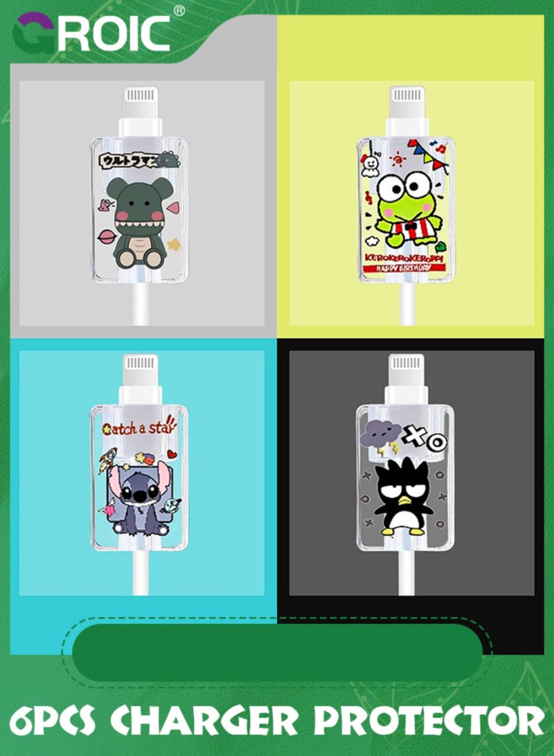 GROIC 6 Pcs Cute Cable Protector for iPhone Charger, Anime Pattern 4 End Protectors, 2 Silicone Spiral Protection Ropes, Cable Protector, Charging Cord Protector, Cable Chomper for iPad Charger Saver - Image 5
