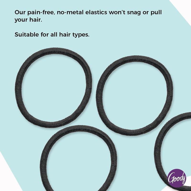 Goody Ouchless Hair Elastics â€“ No Pull, No Breakage, Tangle-Free Hold for Thick, Curly, Coily & Textured Hair â€“ 15 Count, Black, Long-Lasting Ponytail Holders for Women & Men - Image 2